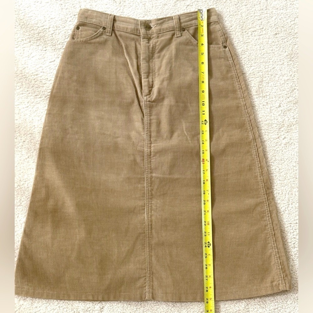 Vintage L.L. Bean Corduroy‎ Midi Skirt Tan Khaki High Waisted A-Line Size 12 USA - Picture 9 of 12